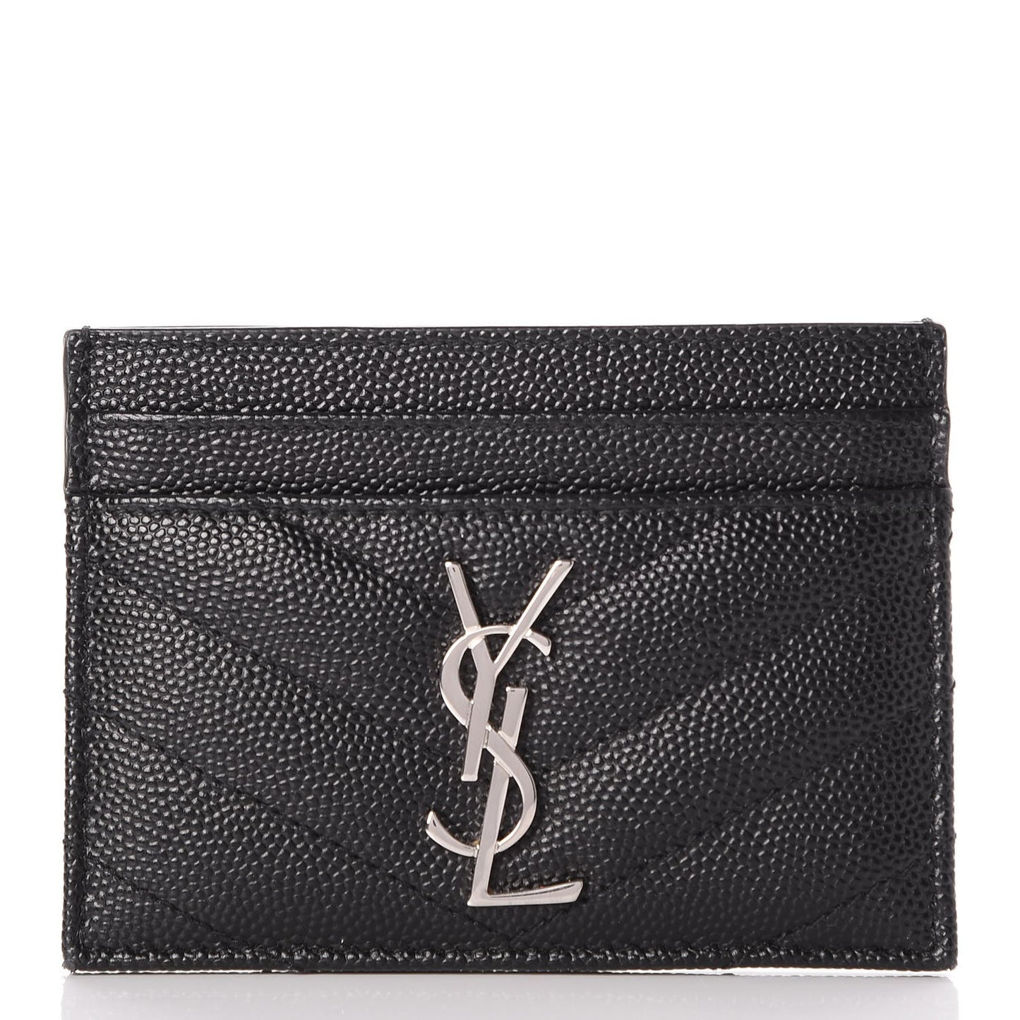 Grain De Poudre Matelasse Chevron Monogram Credit Card Case Black
