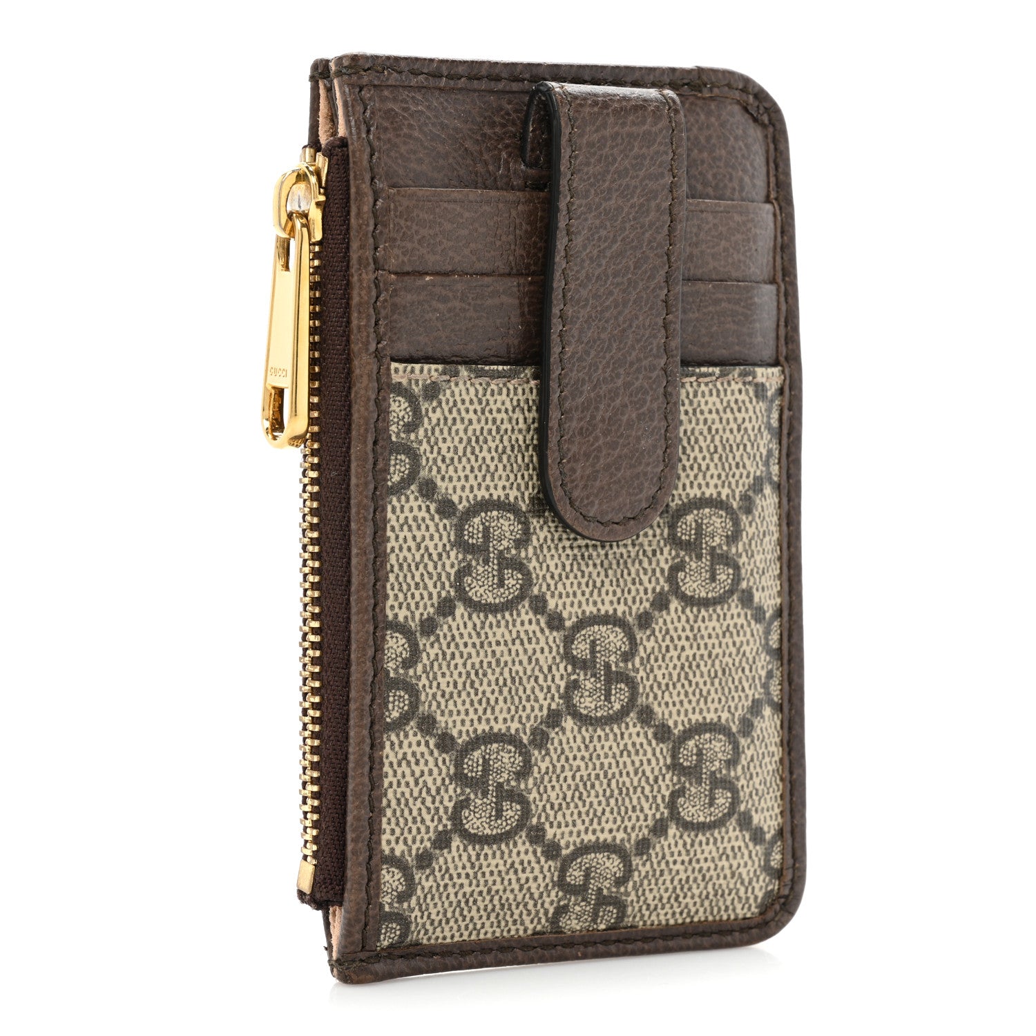 Gucci GG Supreme Monogram Web Ophidia Zip Card Case Brown 4 of 12