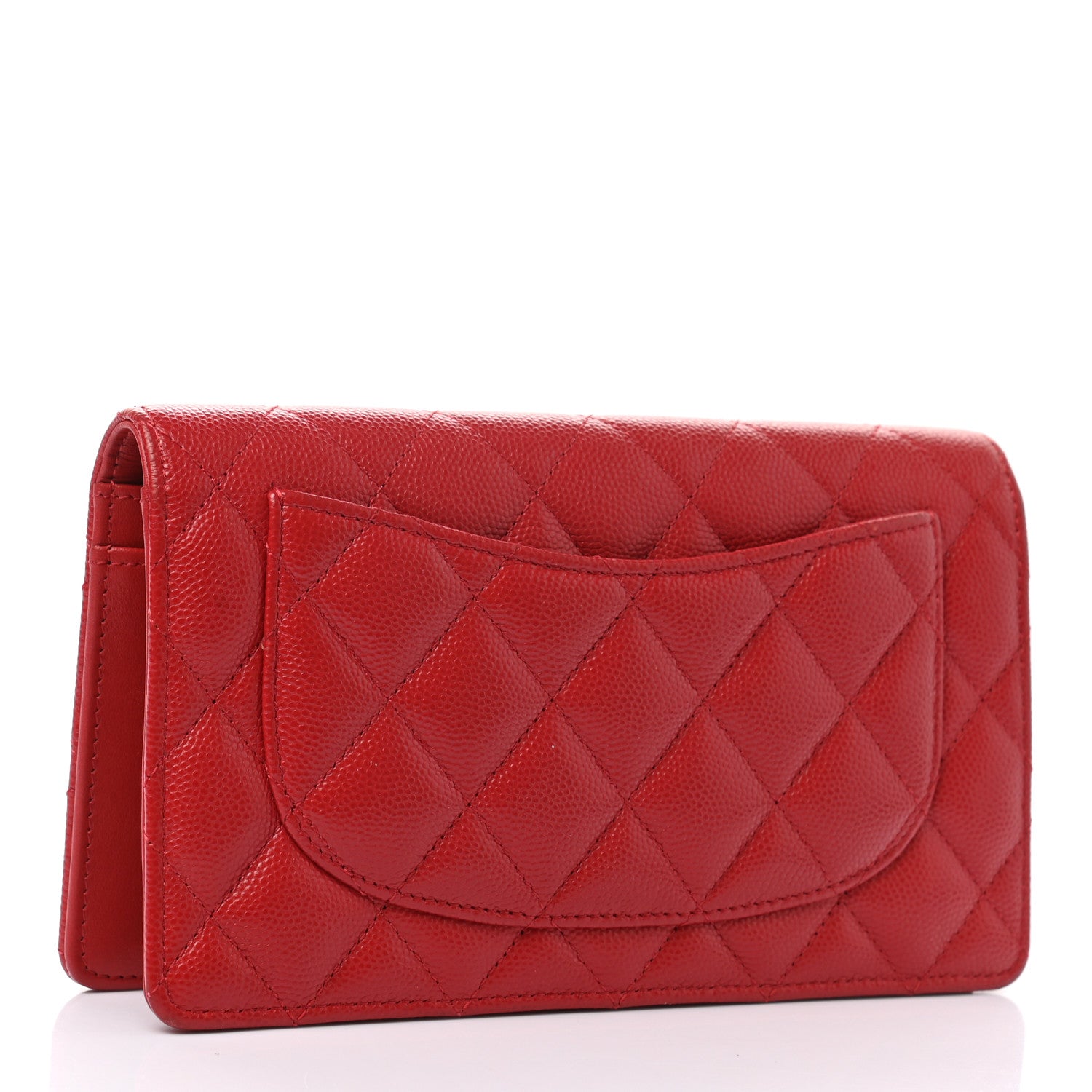 Chanel Caviar Quilted Yen Wallet Dark Red 3 of 8