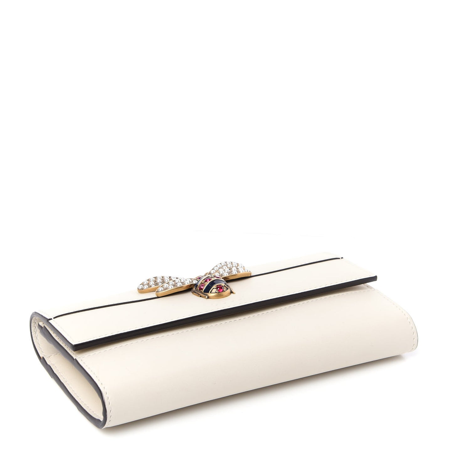 Calfskin Queen Margaret Flap Wallet White