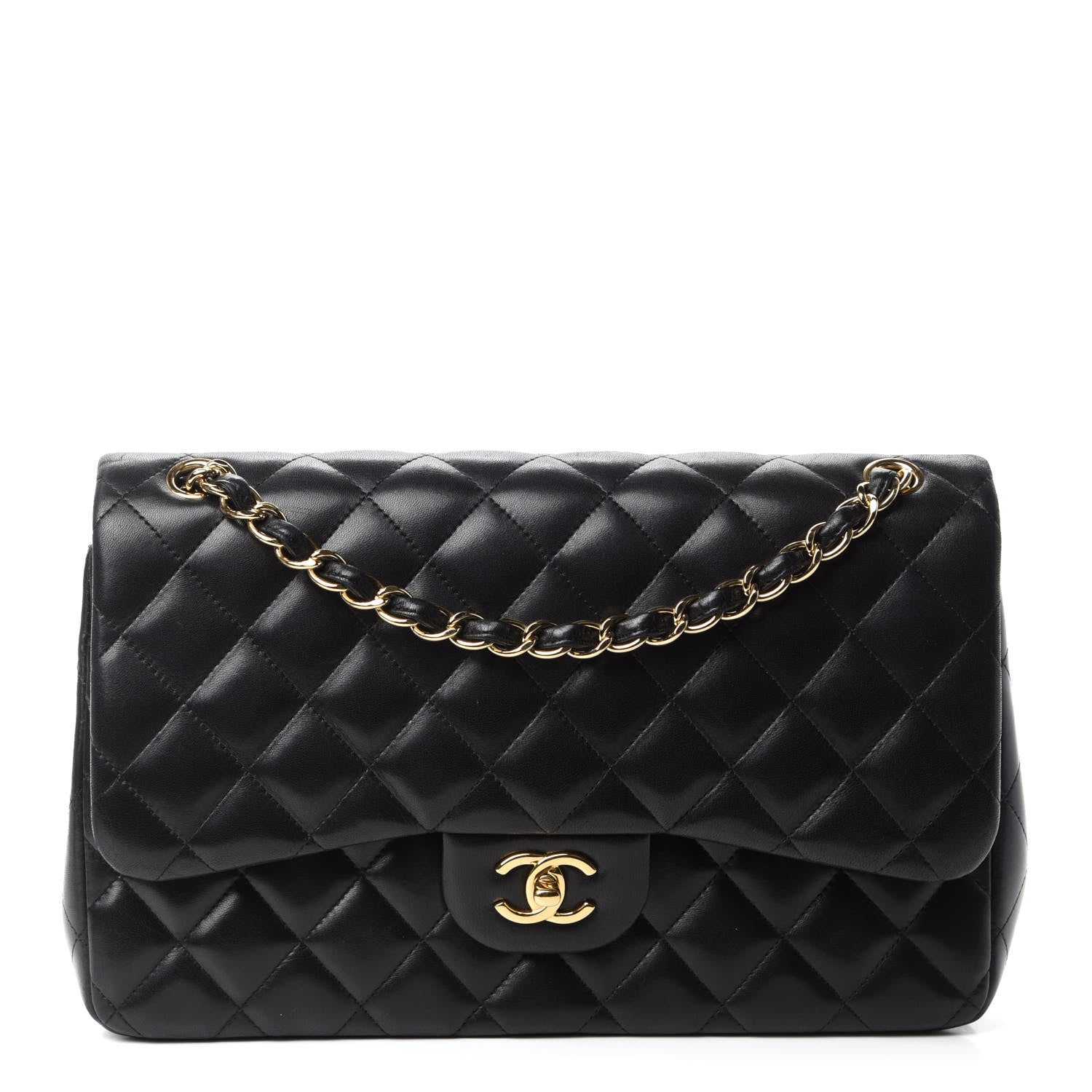 Chanel Lambskin Quilted Jumbo Double Flap Black 1 of 15