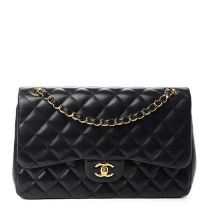 Chanel Lambskin Quilted Jumbo Double Flap Black 1 of 15