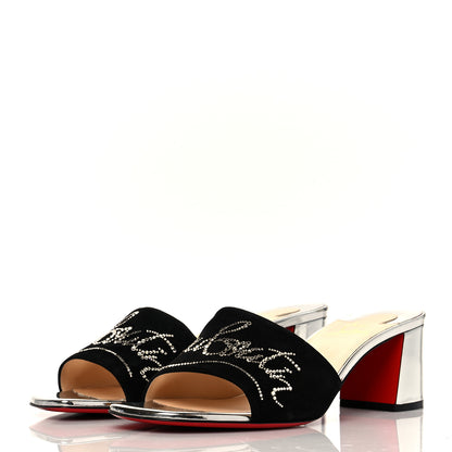 Christian Louboutin Veau Velours Specchio Dear Home 55 Sandals 41 Black Crystal 3 of 8