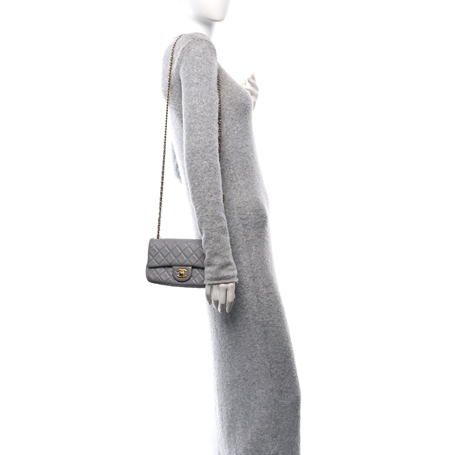 Chanel Lambskin Quilted Mini Rectangular Pearl Crush Flap Grey 2 of 11