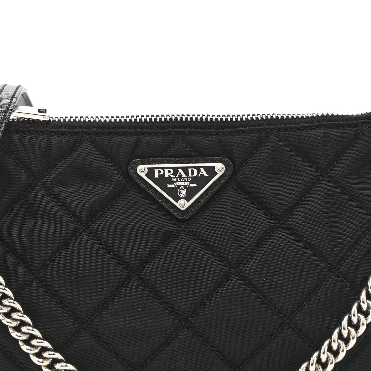 Nylon Tessuto Impuntu Quilted Crossbody Bag Black
