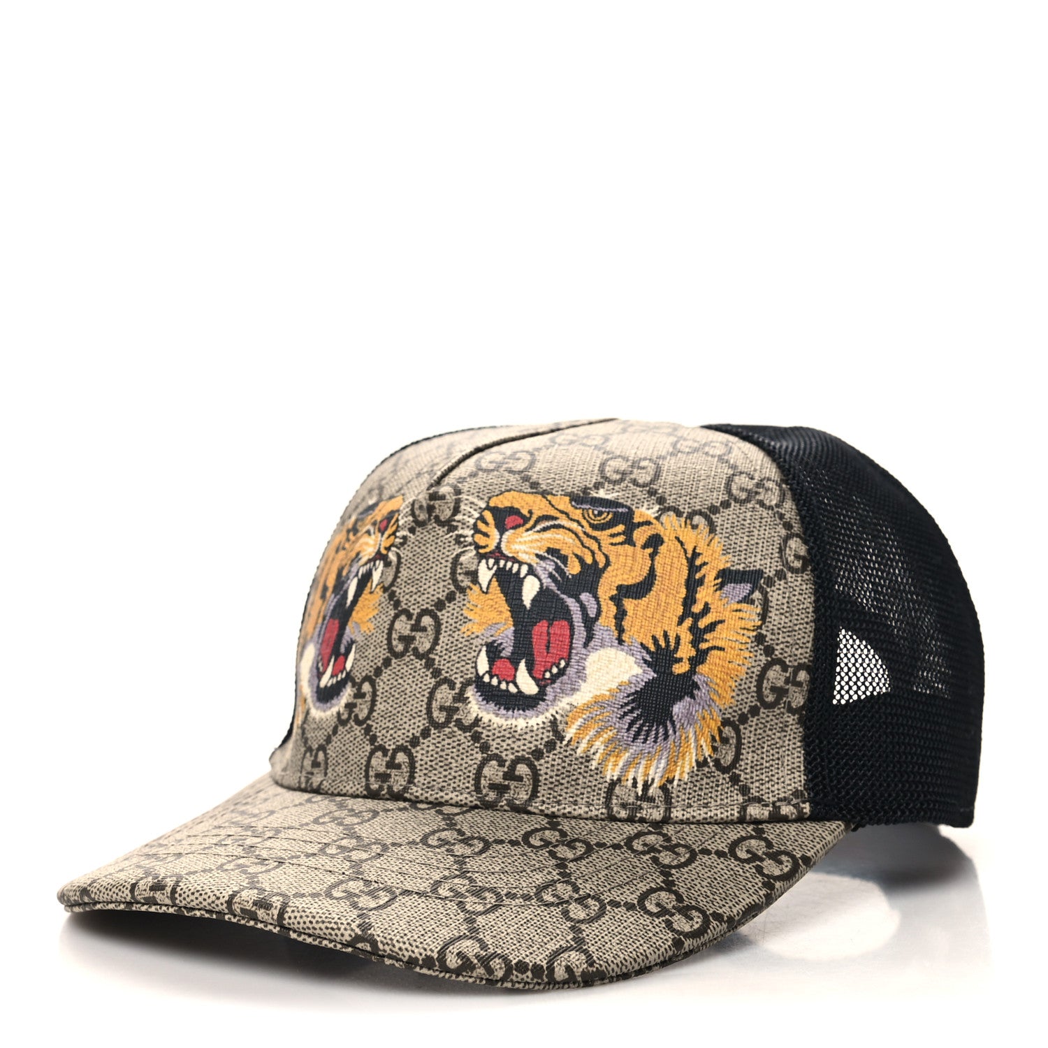 Gucci GG Supreme Monogram Tiger Print Baseball Hat M 58 Beige 2 of 12