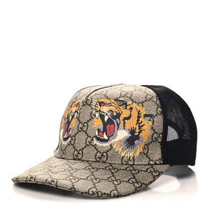 Gucci GG Supreme Monogram Tiger Print Baseball Hat M 58 Beige 2 of 12