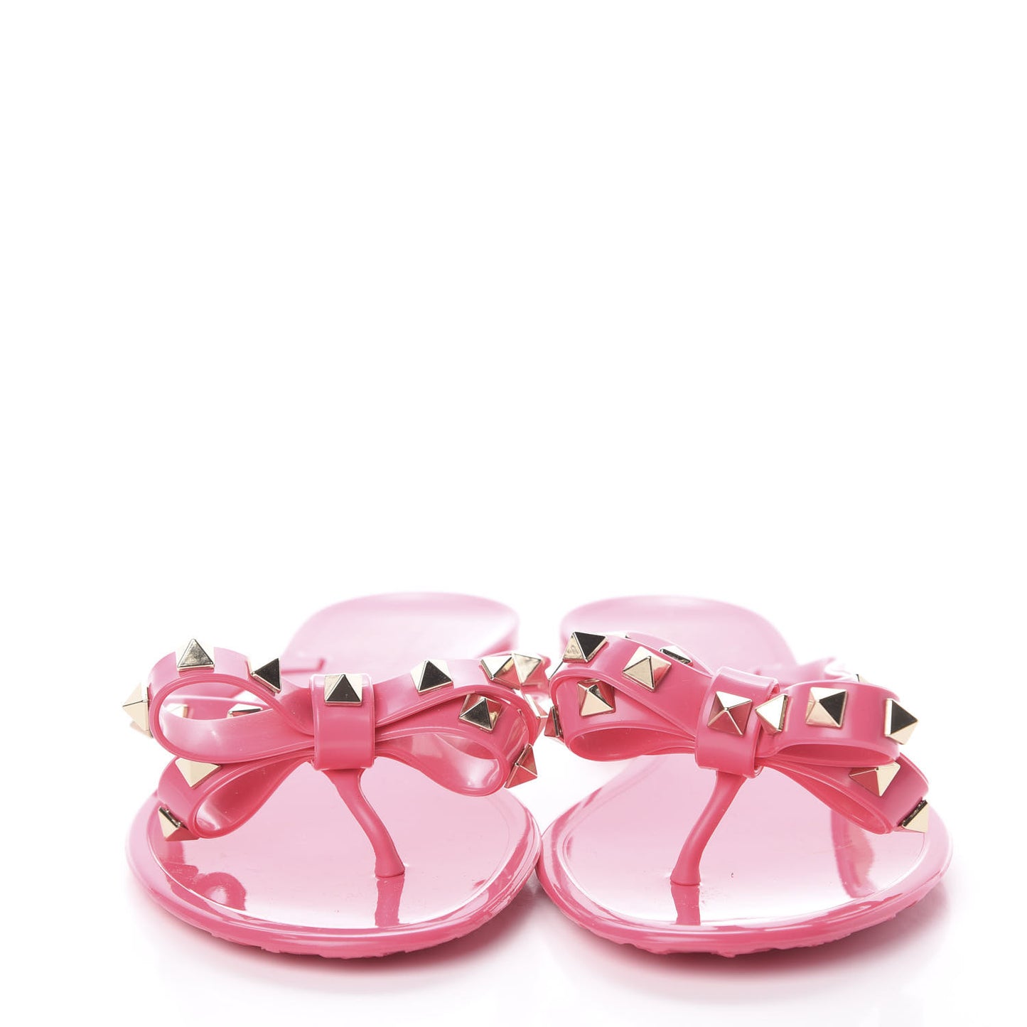 PVC Jelly Rockstud Bow Thong Sandals 36 Sweet Pink
