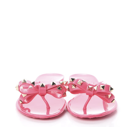 Valentino Garavani PVC Jelly Rockstud Bow Thong Sandals 36 Sweet Pink 3 of 7