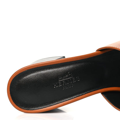 Hermes Calfskin Helia 60 Sandals 38.5 Gold 7 of 9