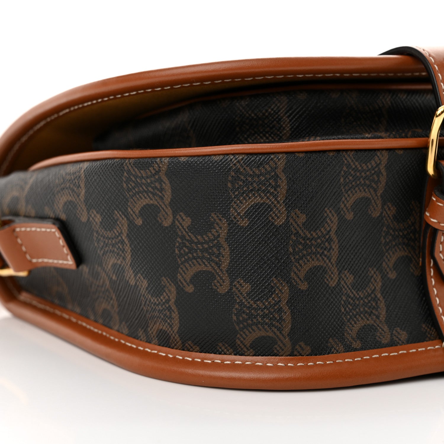 Celine Triomphe Canvas Medium Folco Bag Tan 8 of 11