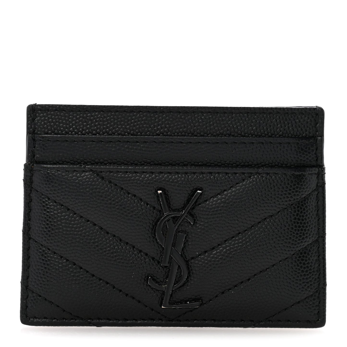Grain De Poudre Matelasse Chevron Monochrome Monogram Credit Card Case Black