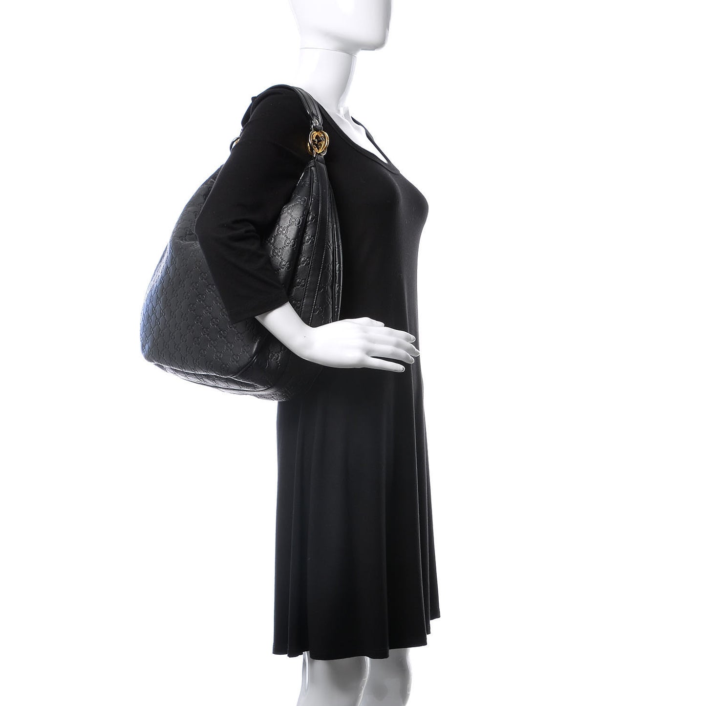 Guccissima Large GG Twins Hobo Black