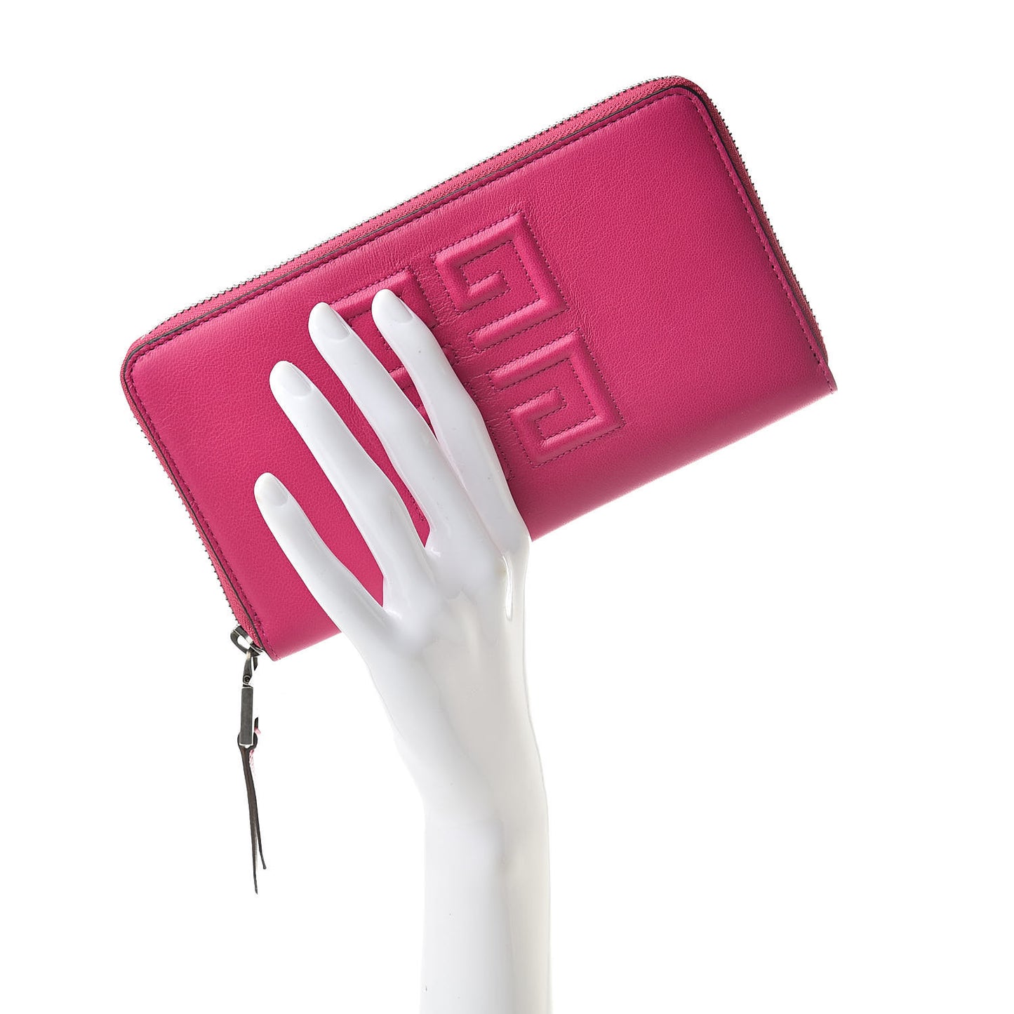 Lambskin Logo Zip Around Wallet Cyclamen