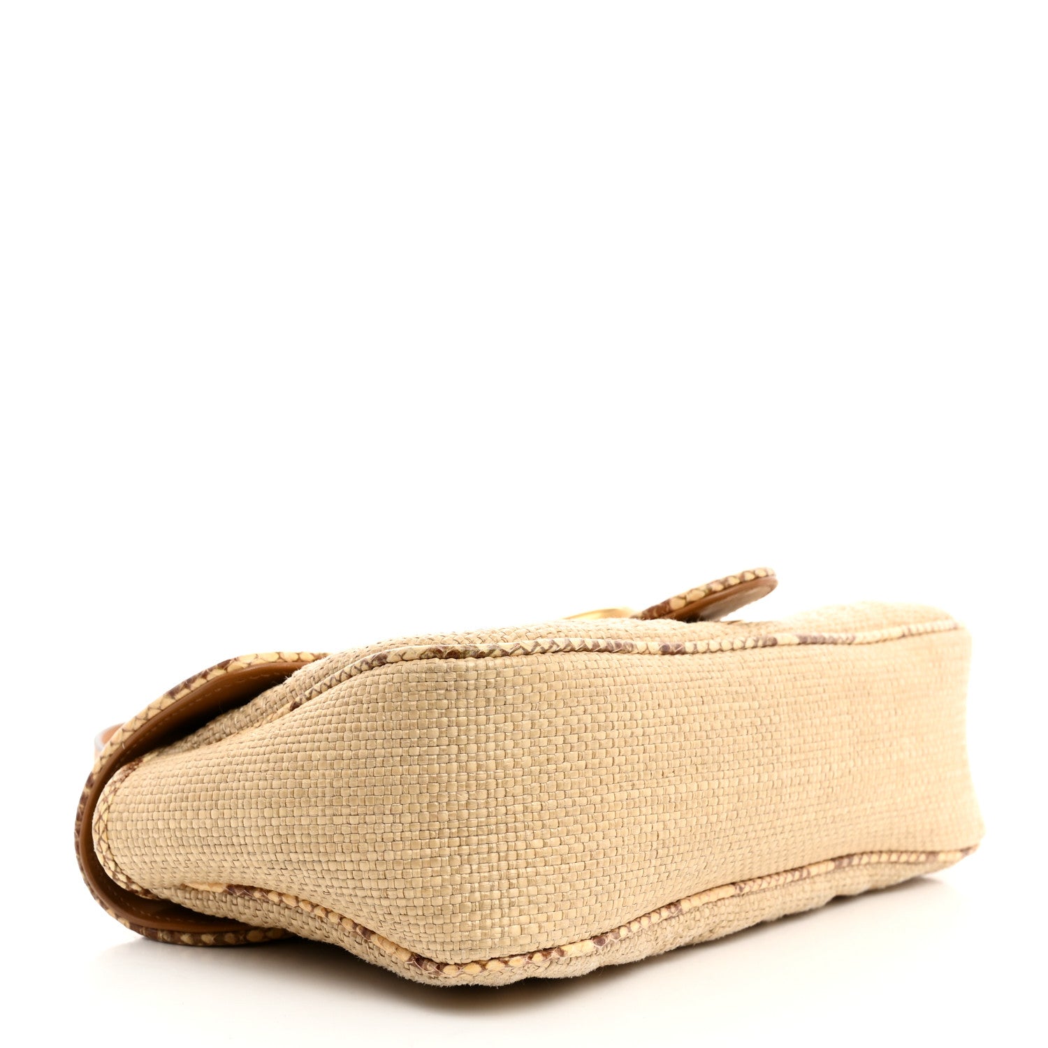 Gucci Raffia Elaphe Matelasse Small GG Marmont Shoulder Bag Natural Cream Brown 4 of 10