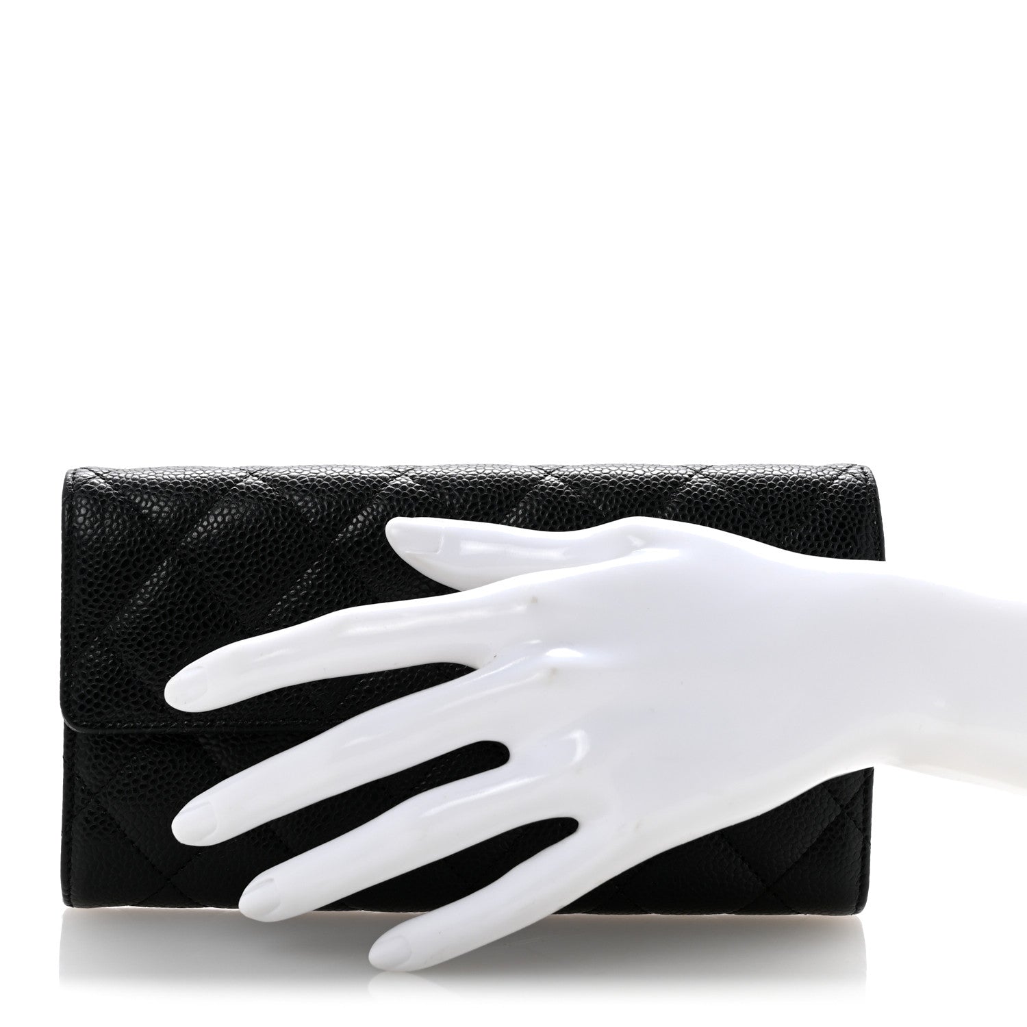 Chanel Caviar Quilted Large Gusset Flap Wallet Black 2 of 10