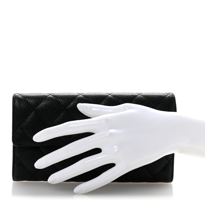 Chanel Caviar Quilted Large Gusset Flap Wallet Black 2 of 10