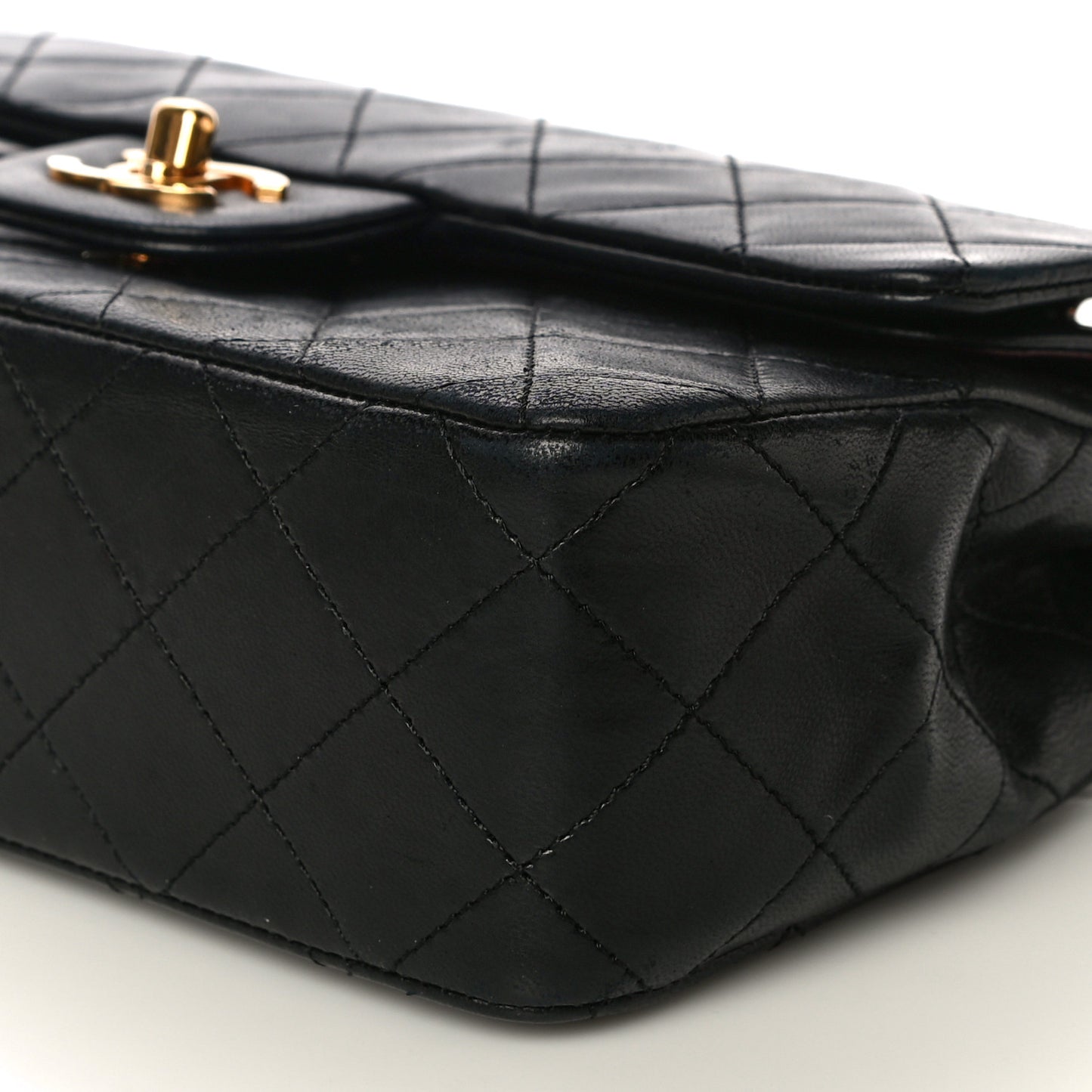 Lambskin Quilted Small Double Flap Black