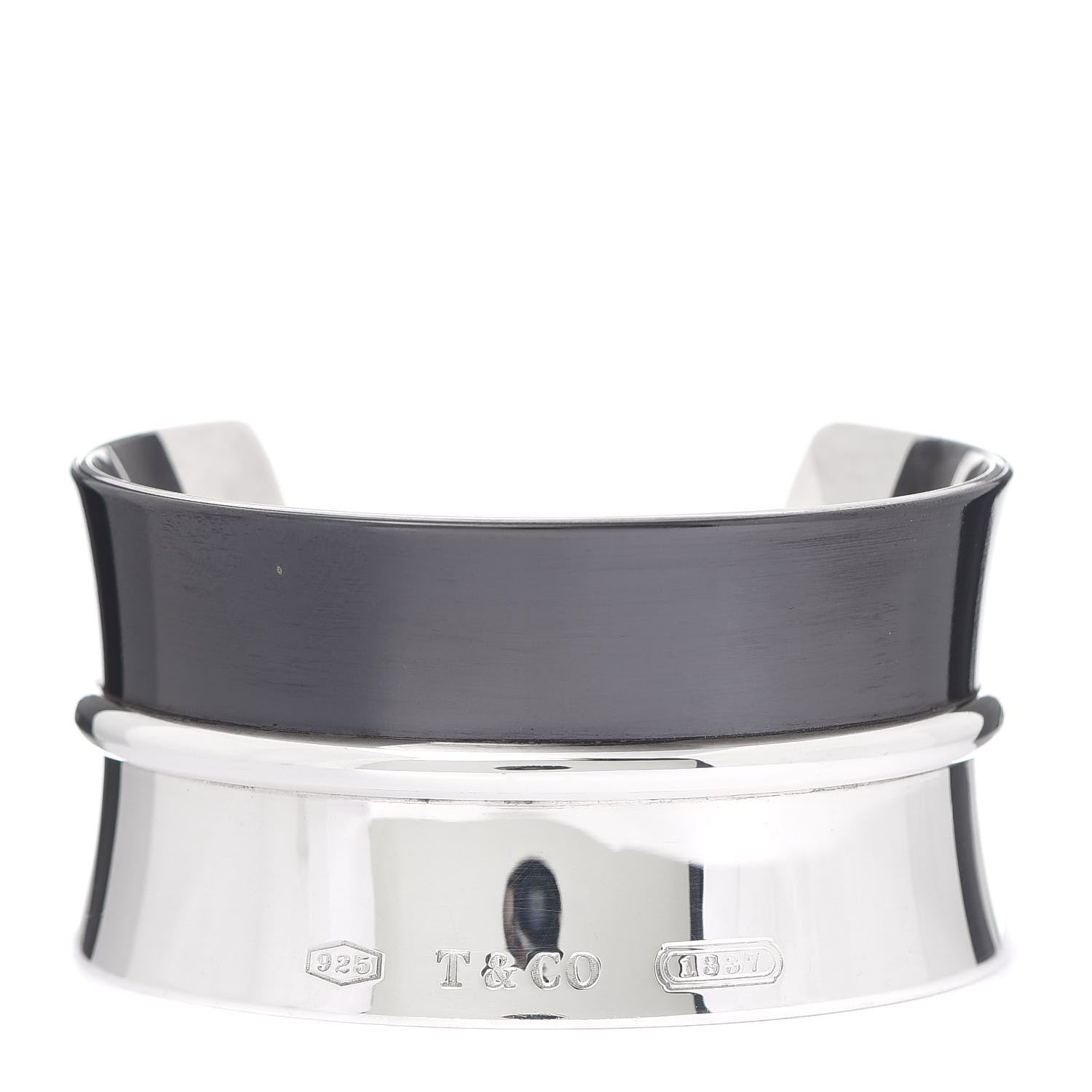 Tiffany Sterling Silver Titanium 1837 Wide Cuff Bracelet 1 of 5