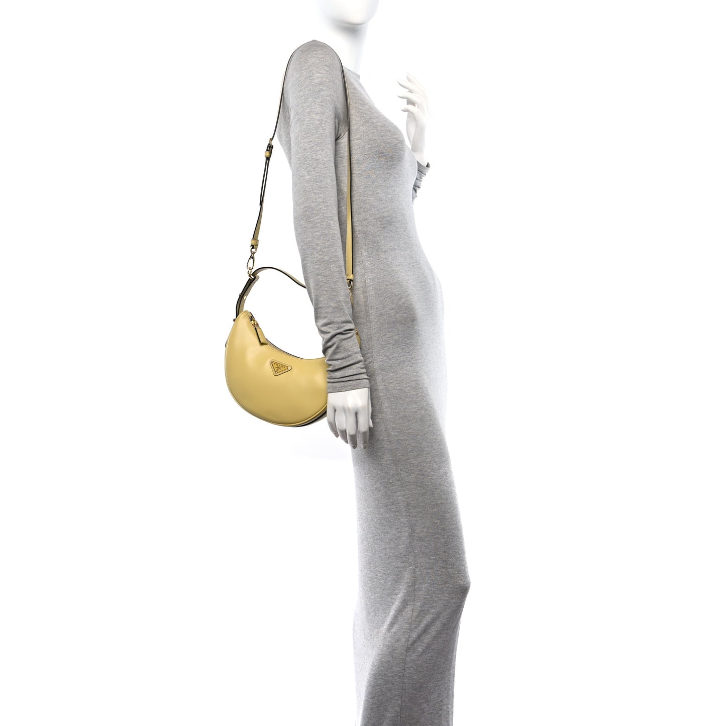 Soft Calfskin Arque Shoulder Bag Vaniglia
