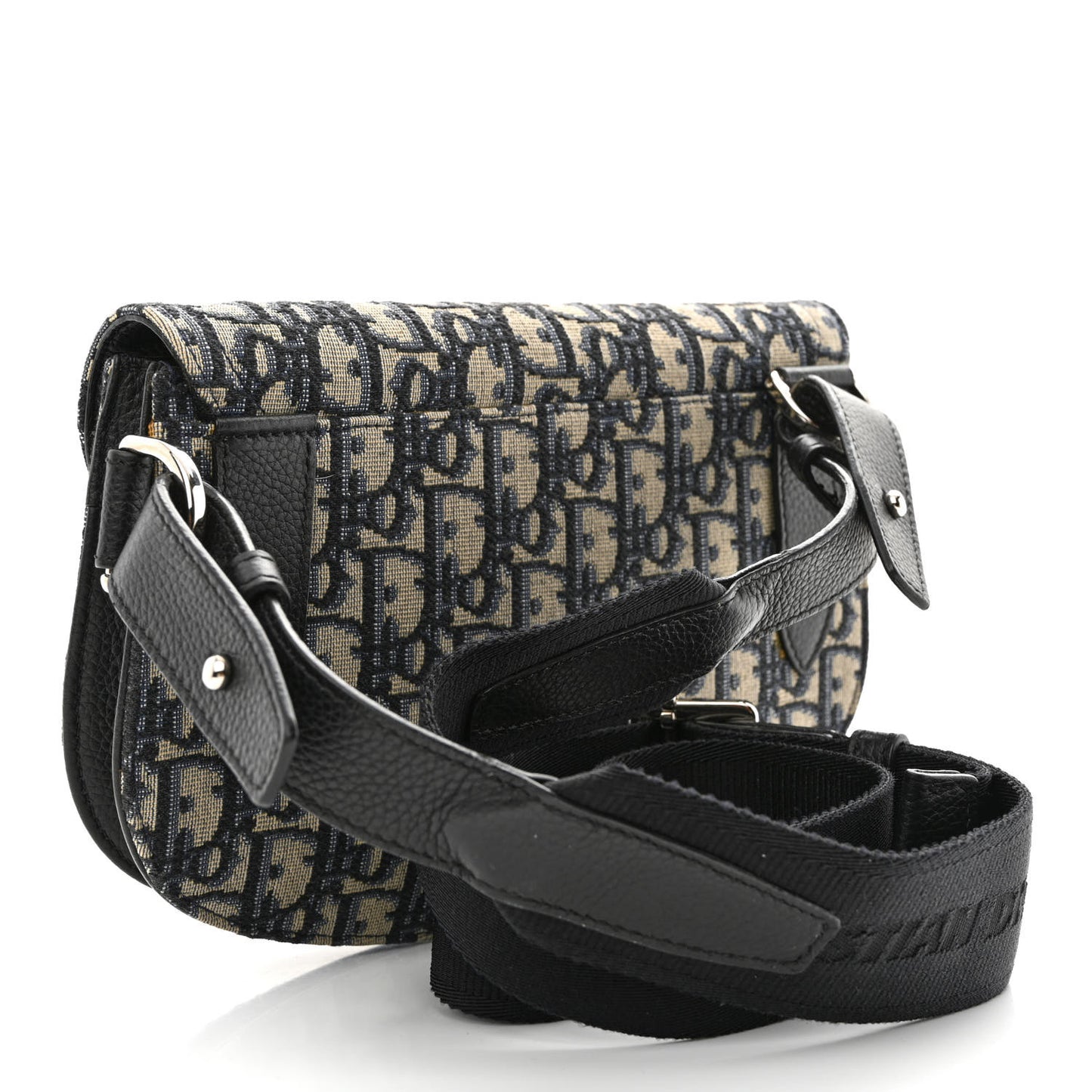 Oblique Saddle Messenger Pouch Beige Black