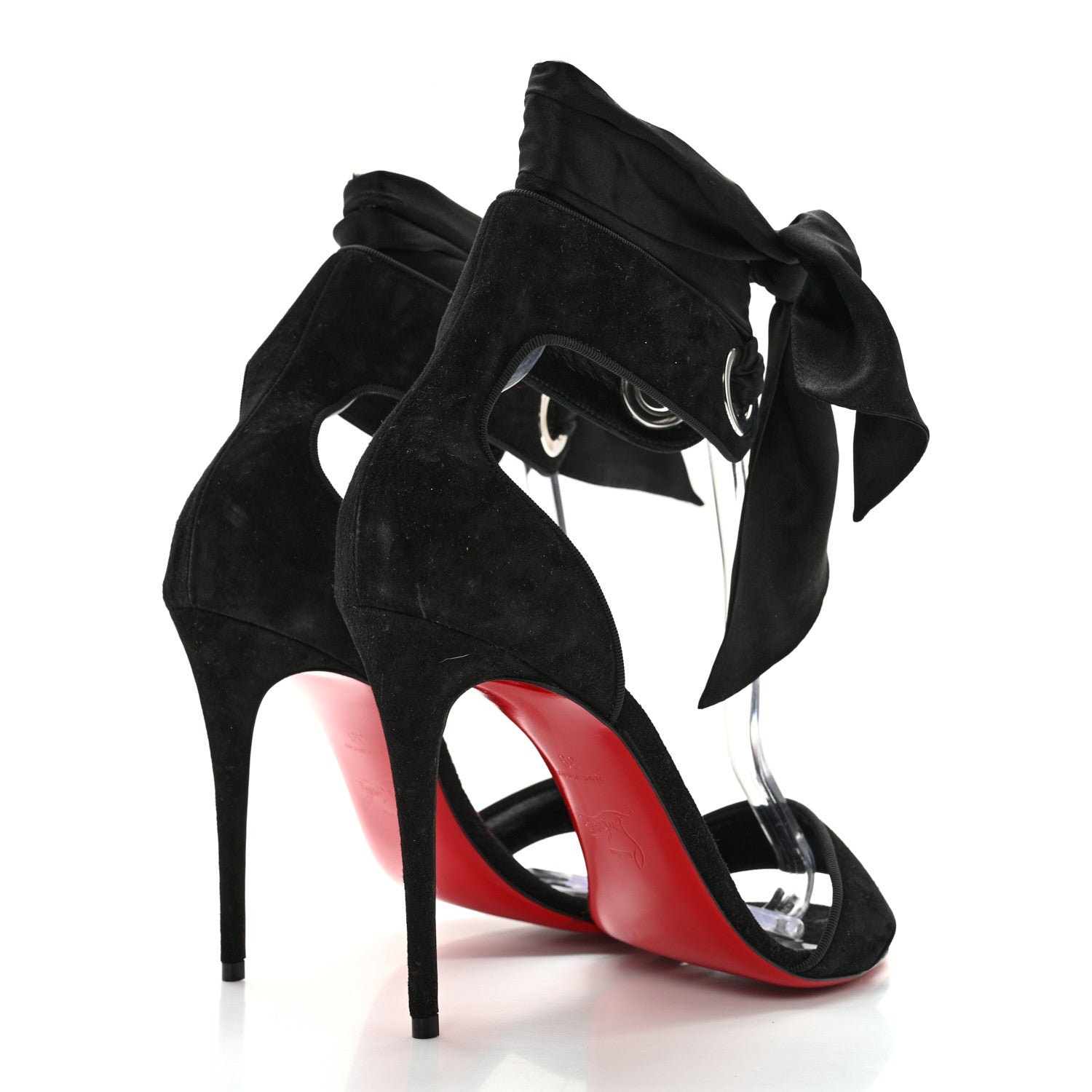 Christian Louboutin Veau Velours Silk Bow Torrida Alta 100 Sandals 39 Black 4 of 9
