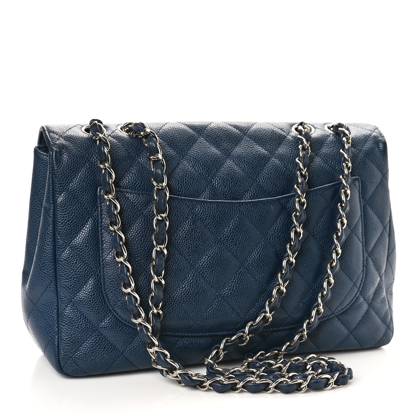 Caviar Quilted Jumbo Single Flap Navy
