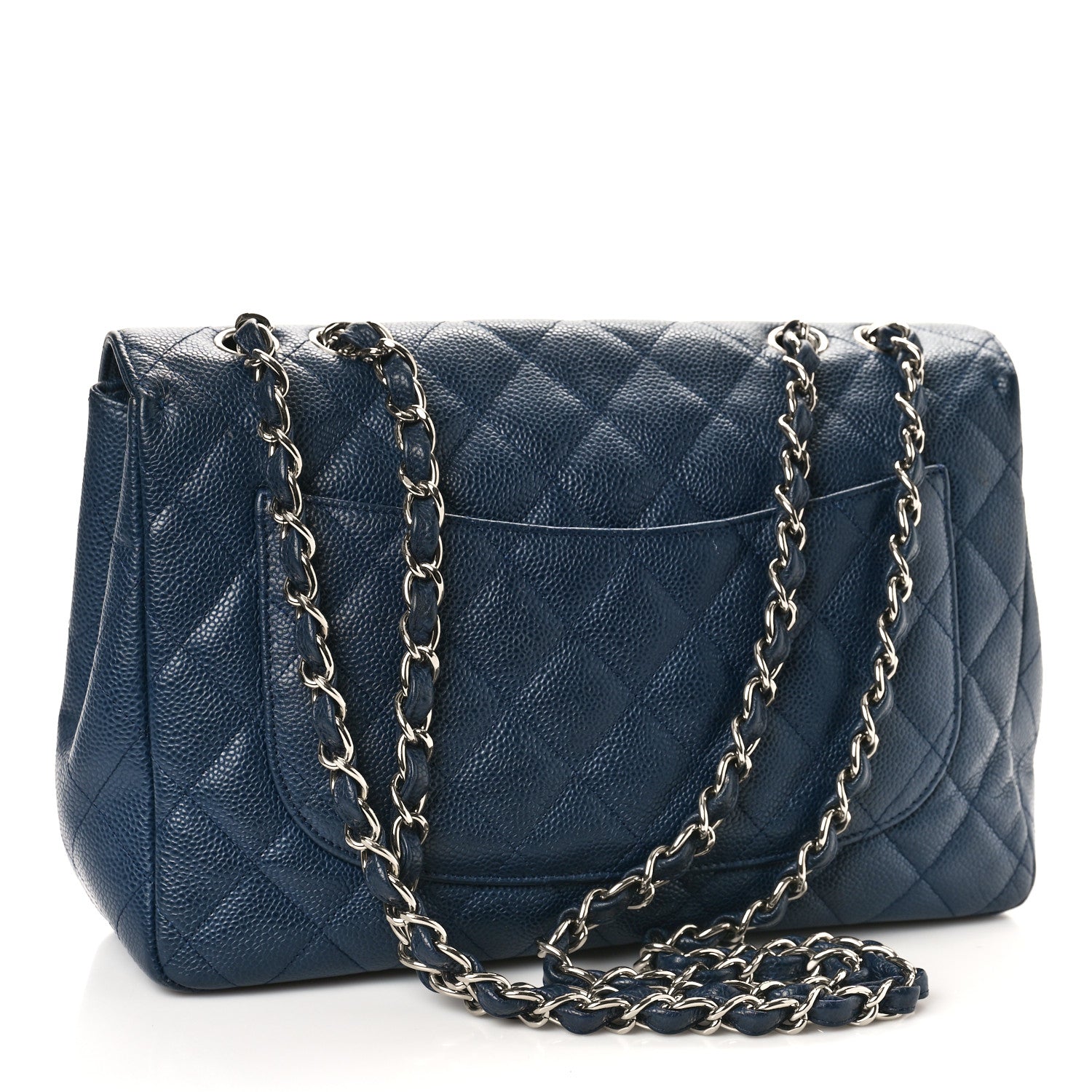 Chanel Caviar Quilted Jumbo Single Flap Navy 3 of 9