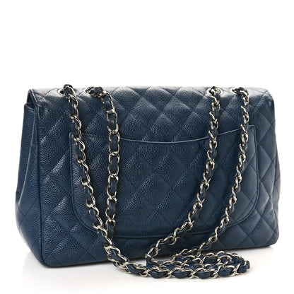 Chanel Caviar Quilted Jumbo Single Flap Navy 3 of 9