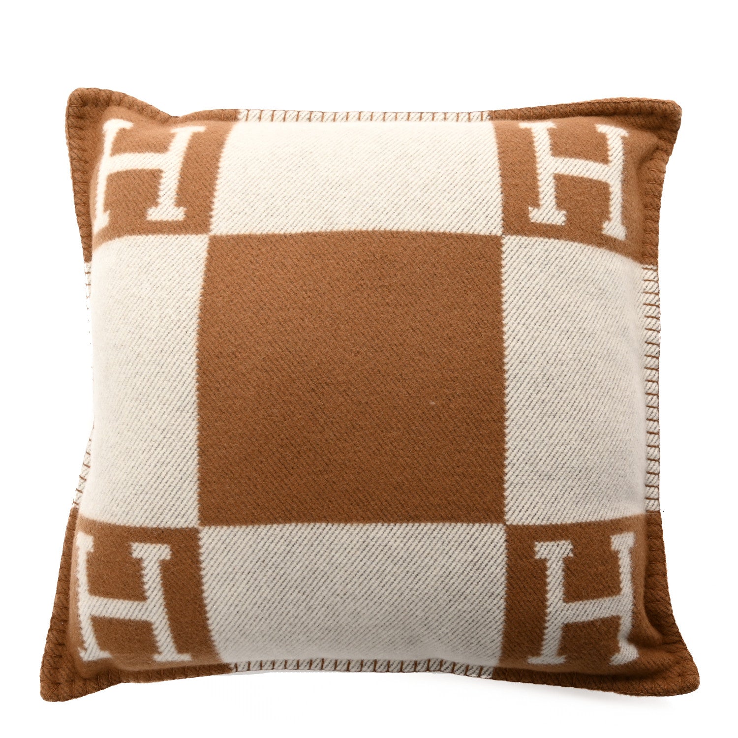 Hermes Wool Cashmere Avalon Pillow Ecru Camel 1 of 4