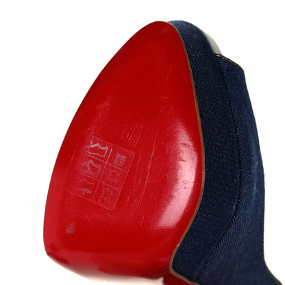 Christian Louboutin Denim Lady Peep Spikes 150 Pumps 37.5 Blue Arancio 9 of 9