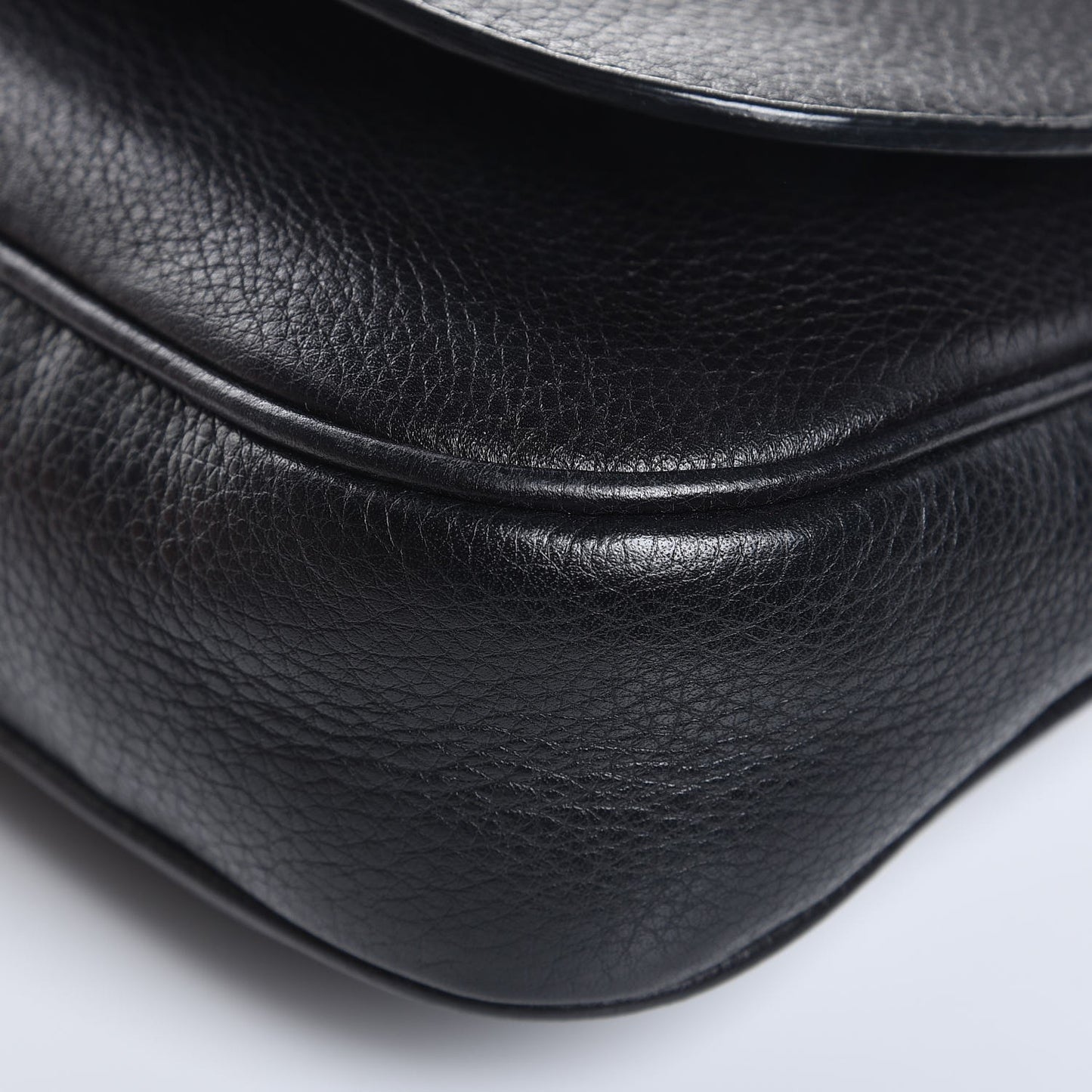 Pebbled Calfskin Medium Soho Flap Crossbody Black