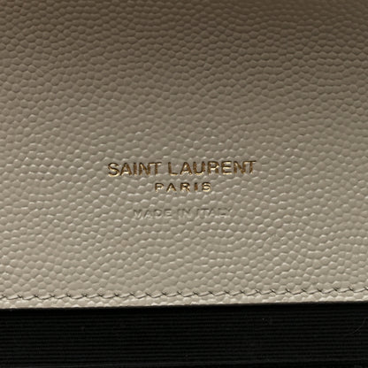 Saint Laurent Grain De Poudre Matelasse Chevron Monogram Envelope Clutch Crema Soft 6 of 8