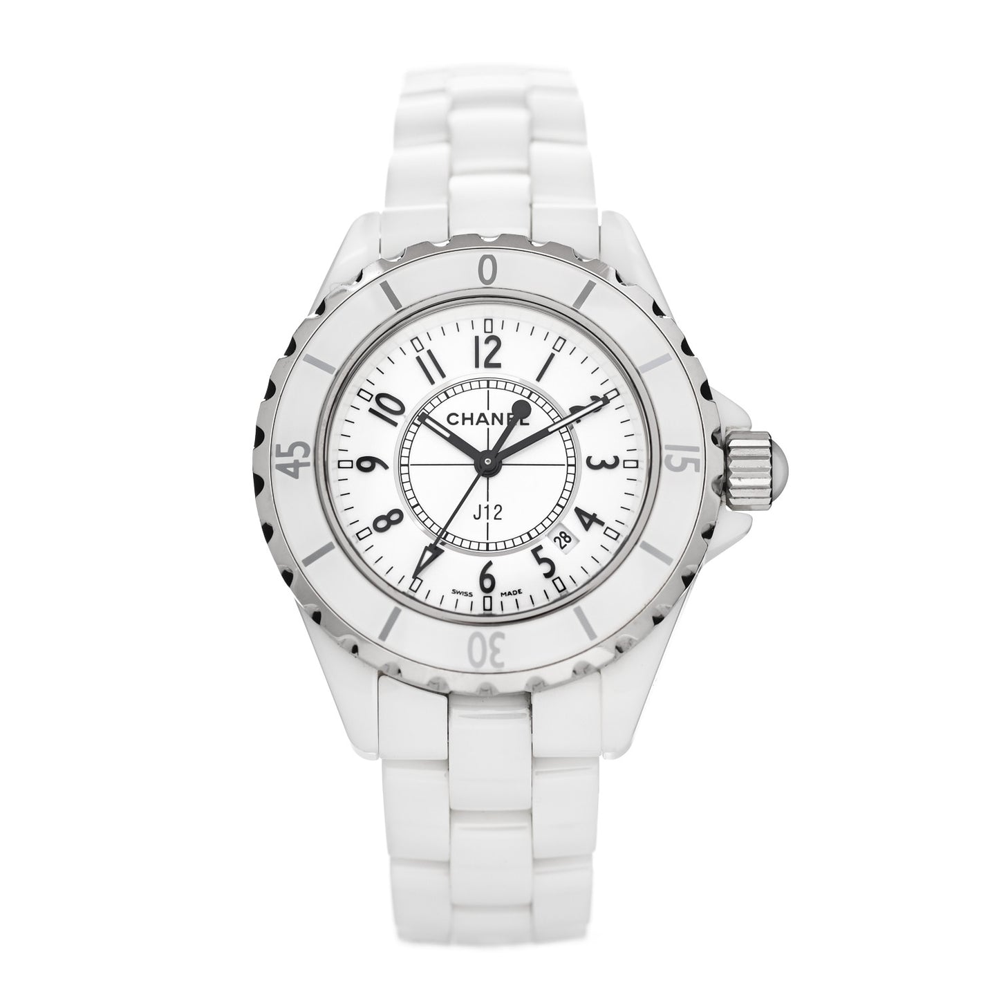 Stainless Steel Ceramic 33mm J12 Quartz Watch White