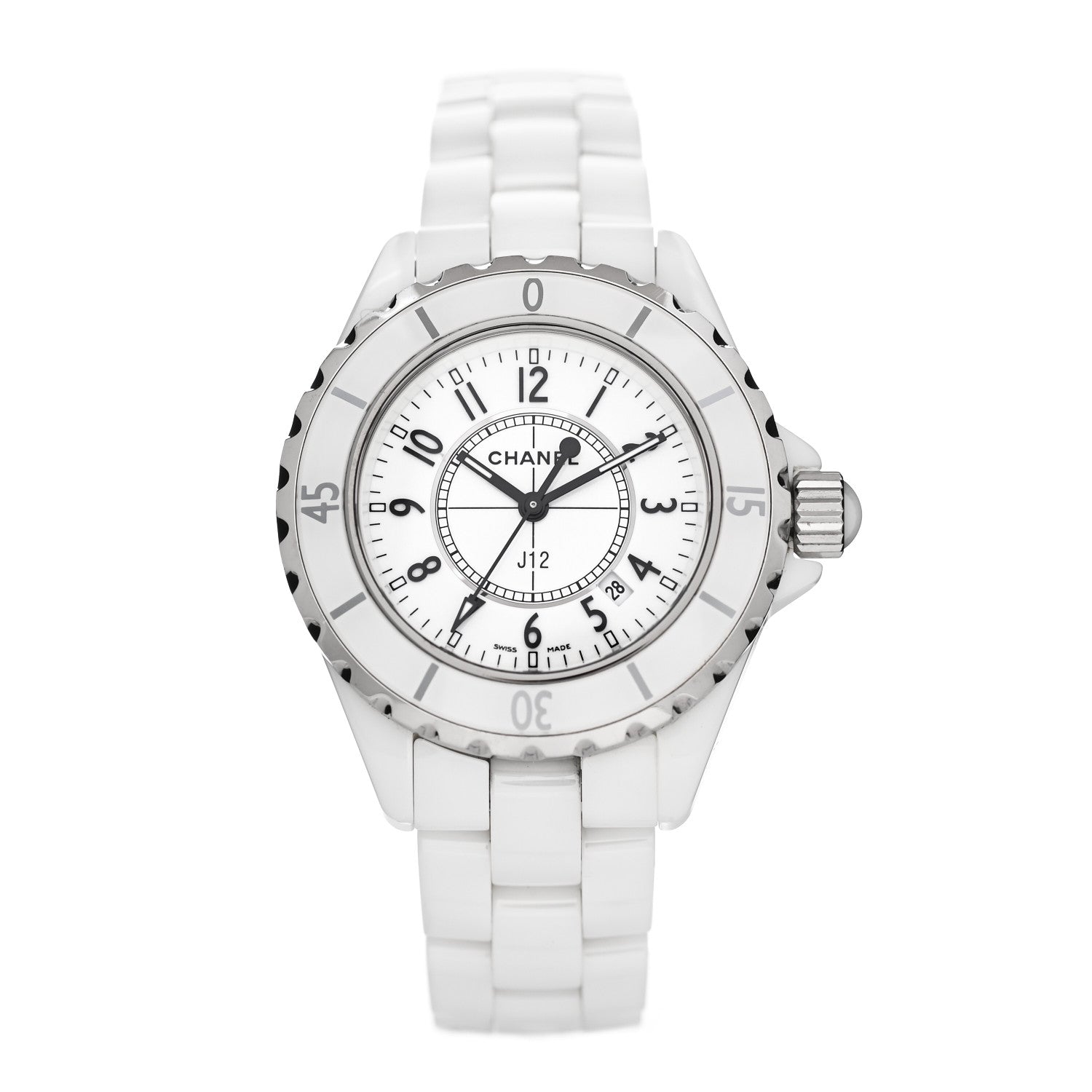 Chanel Stainless Steel Ceramic 33mm J12 Quartz Watch White 1 of 4