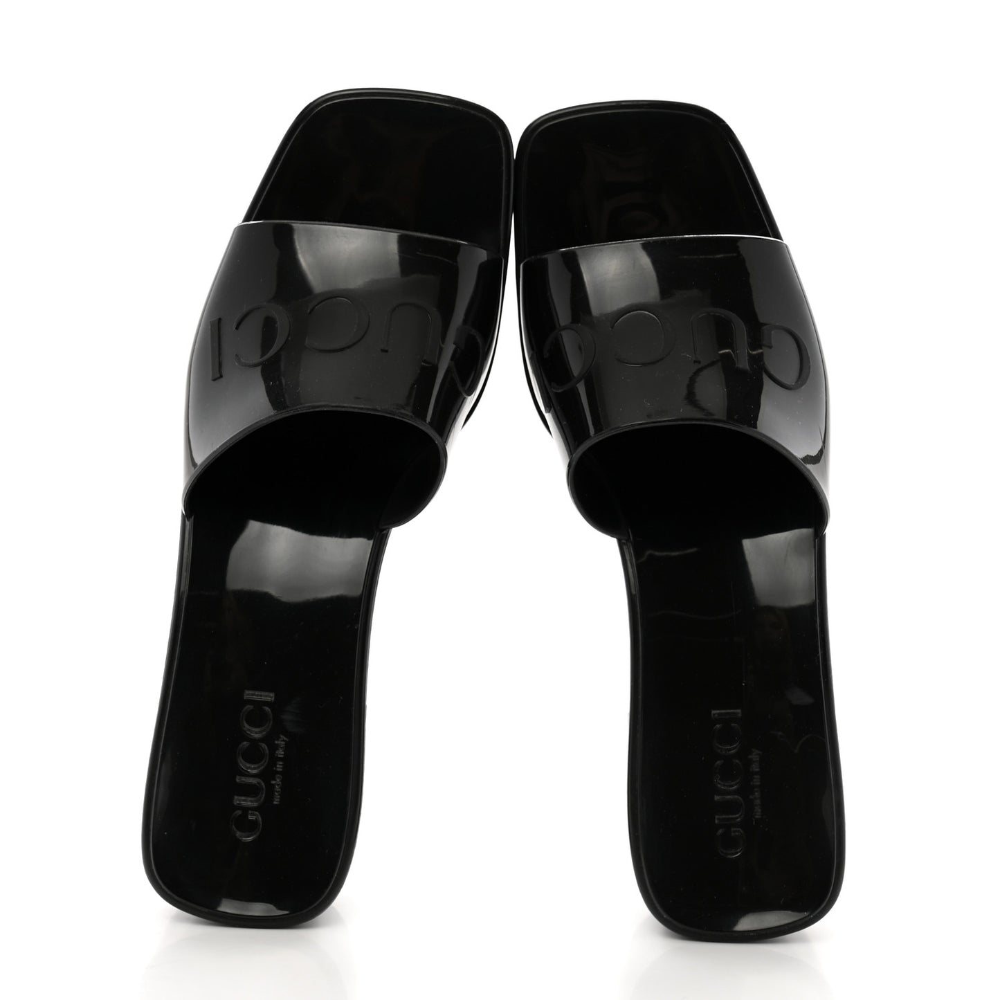 Rubber Gucci Logo Womens Platform 20/60mm Slide Sandals 38 Black