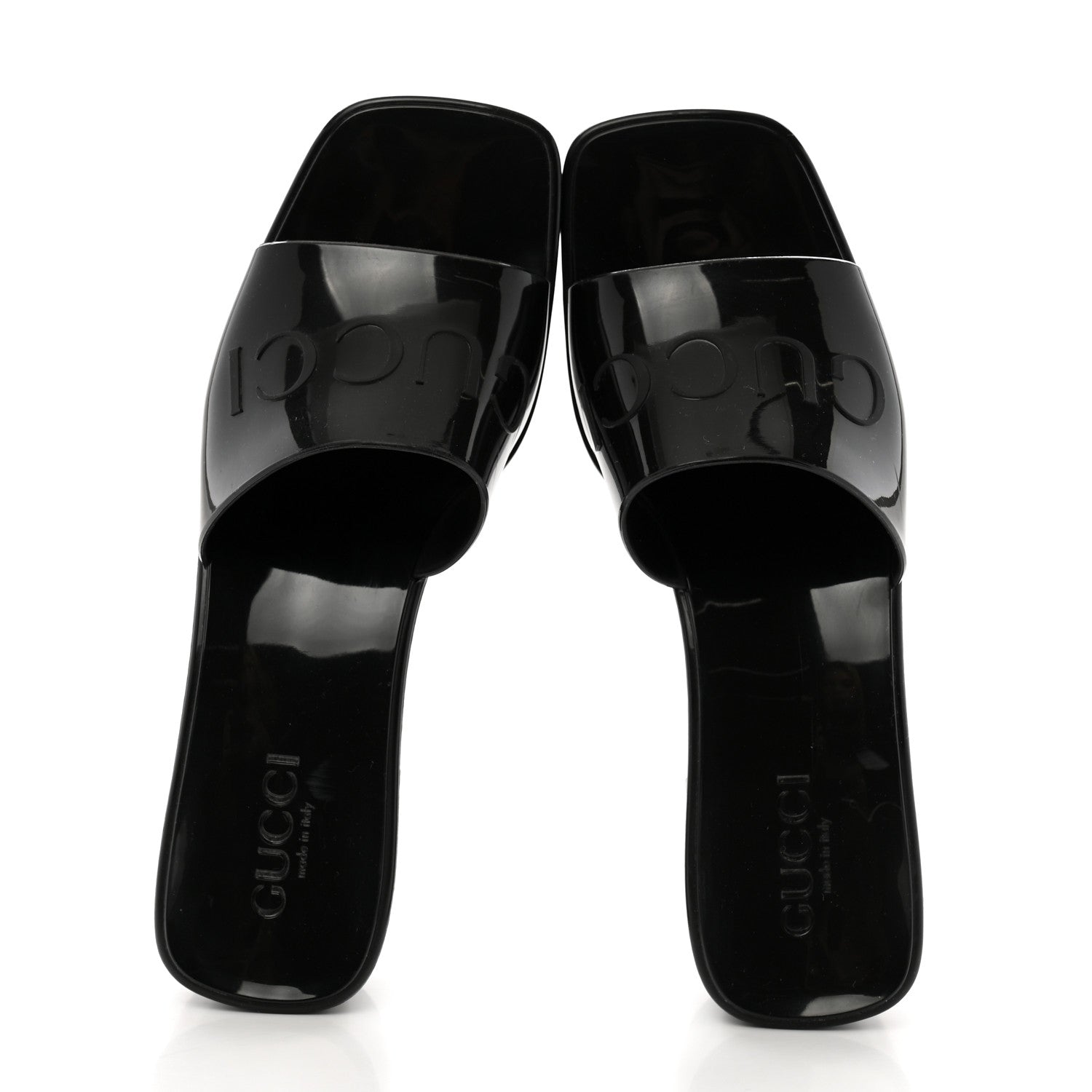 Gucci Rubber Gucci Logo Womens Platform 20/60mm Slide Sandals 38 Black 2 of 10