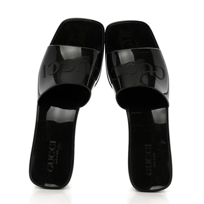 Gucci Rubber Gucci Logo Womens Platform 20/60mm Slide Sandals 38 Black 2 of 10