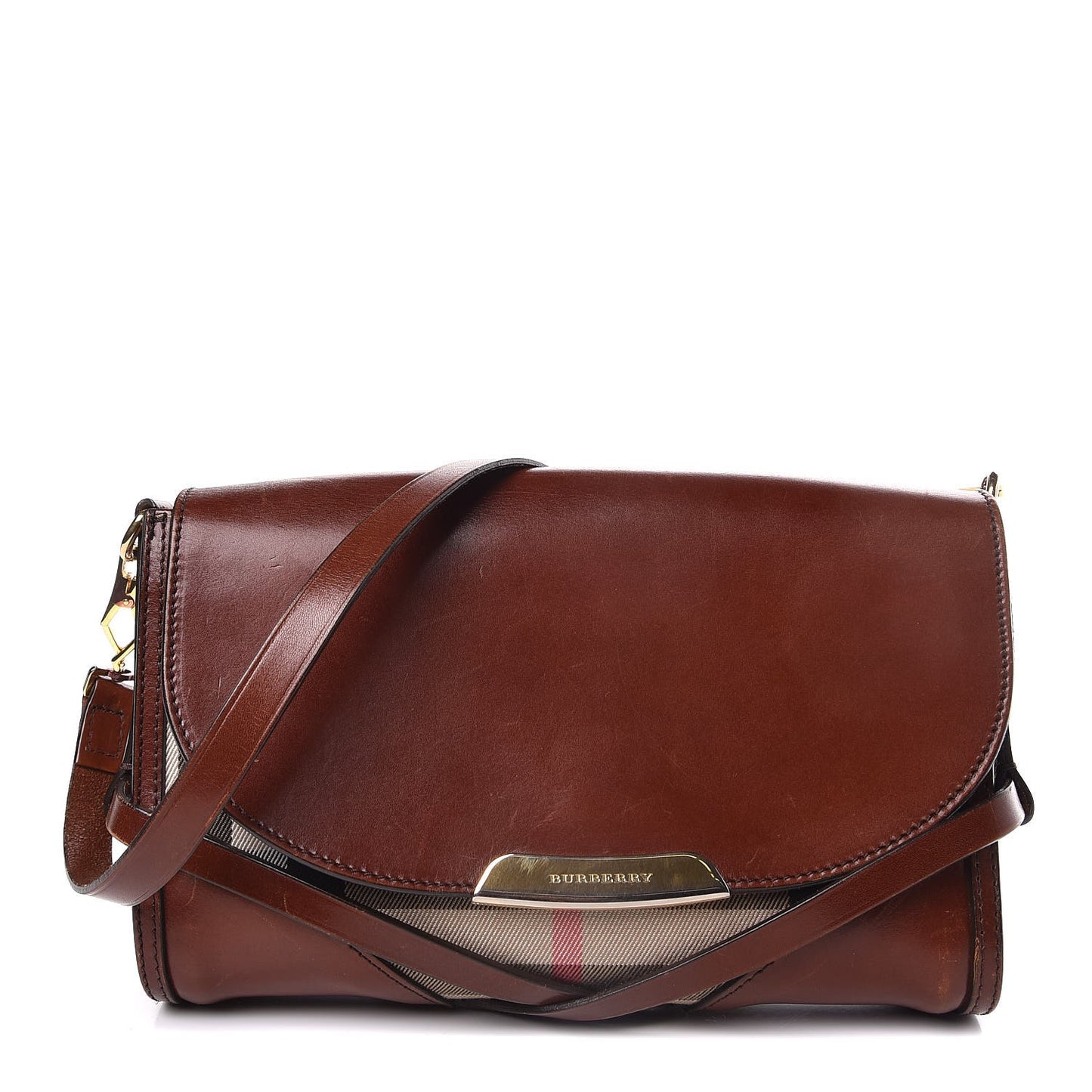 House Check Bridle Calfskin Small Abbott Crossbody Bag Tan