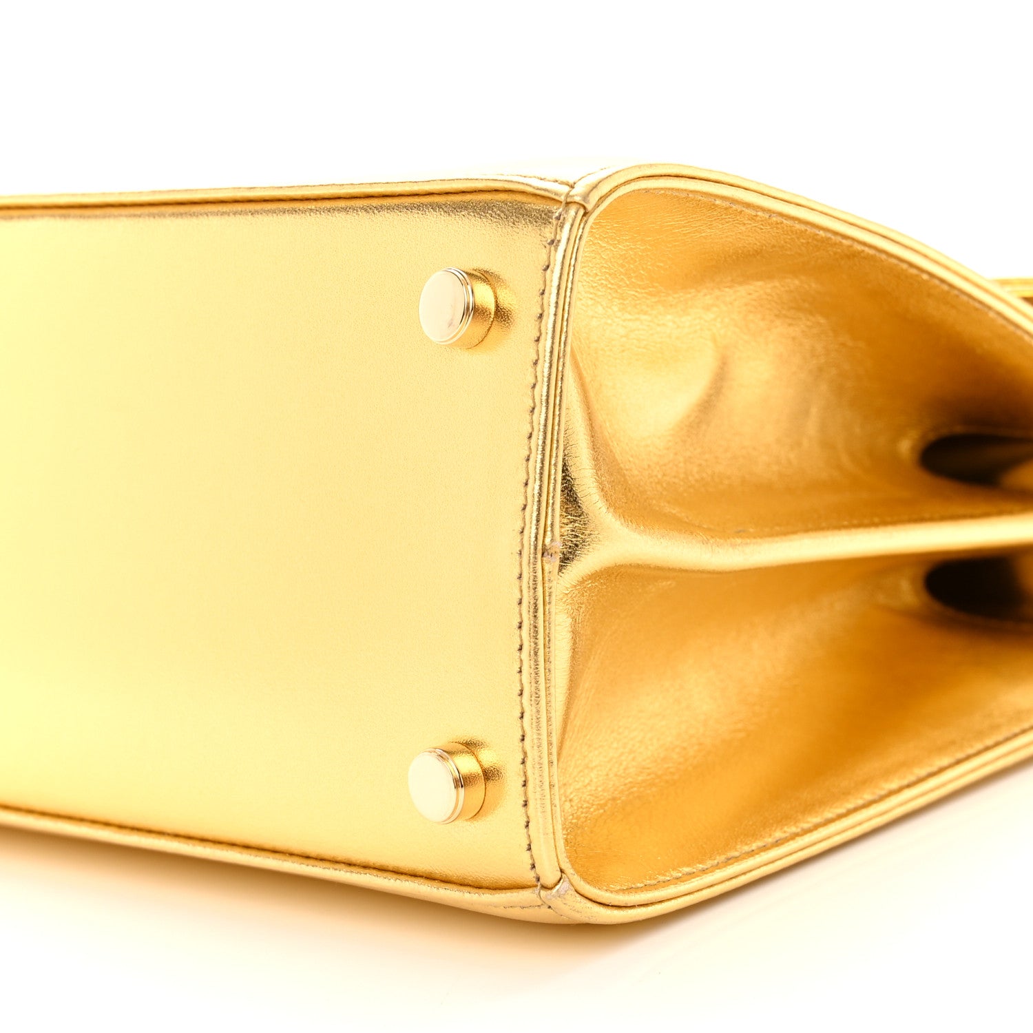 Salvatore Ferragamo Metallic Calfskin Small Iconic Top Handle Bag Gold 10 of 13