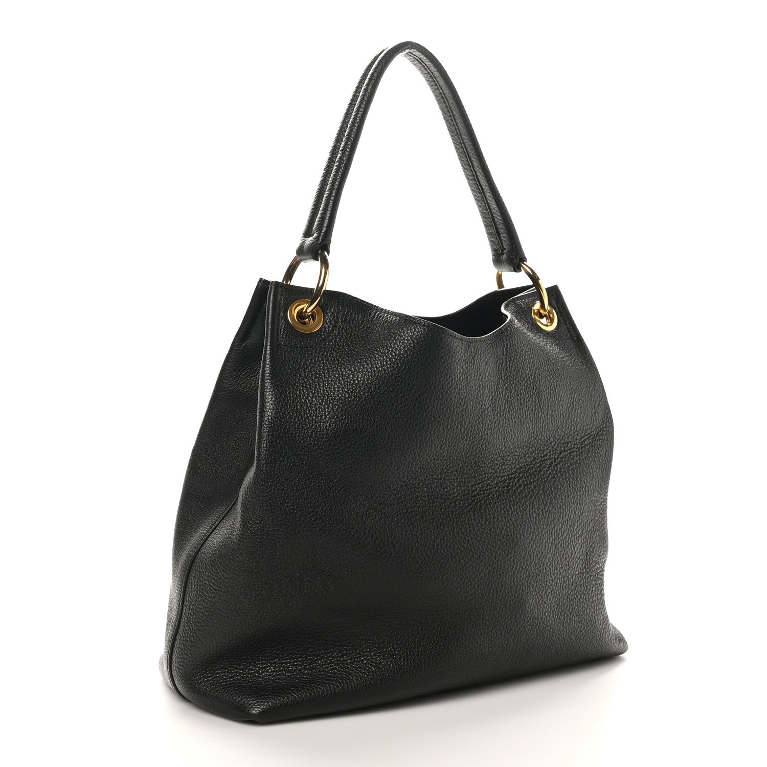 Prada Vitello Phenix Embossed Logo Hobo Black 3 of 9