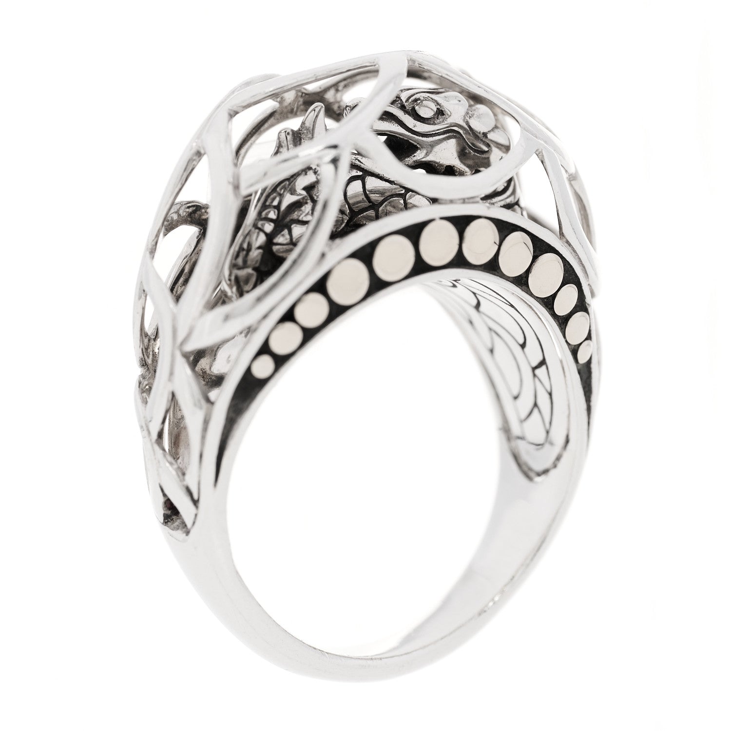 John Hardy Sterling Silver 18K Yellow Gold Hidden Naga Dragon Dome Ring 55 7.25 1 of 5