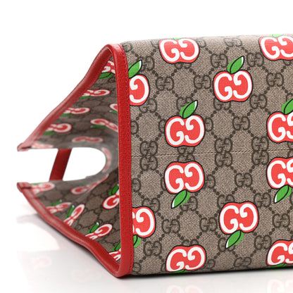 Gucci GG Supreme Monogram Apple Dollar Calfskin Large Retro Interlocking G Tote Bag Beige Ebony Multicolor Lobster Red 9 of 10