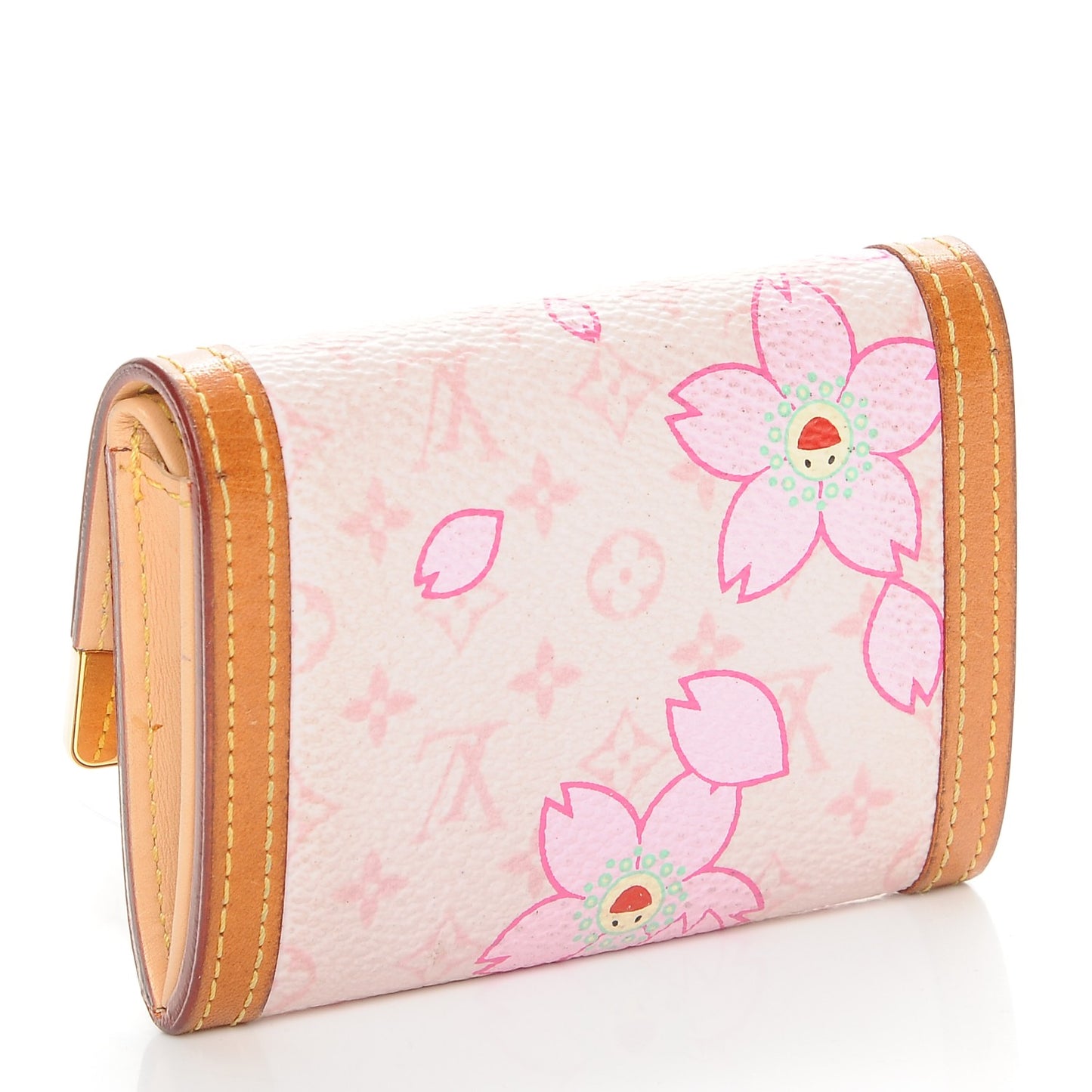 Monogram Cherry Blossom Porte-Monnaie Plat Coin Purse Pink