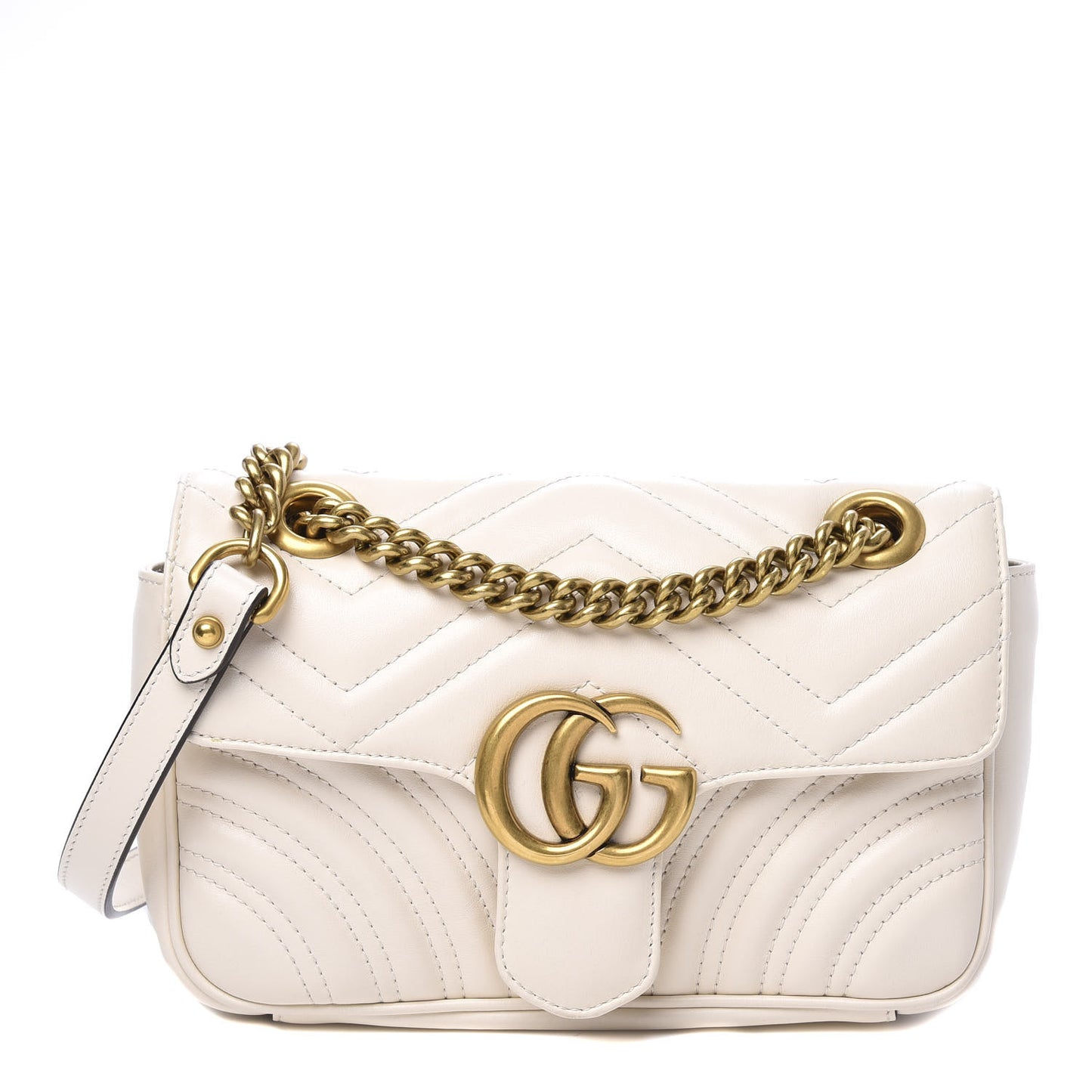 Calfskin Matelasse Mini GG Marmont Shoulder Bag White