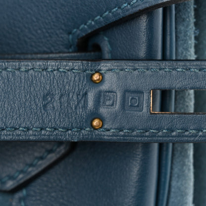 Hermes Veau Doblis Swift Grizzly Birkin 35 Bleu Tempete 7 of 12