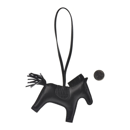 Hermes Milo Lambskin Matte Alligator Touch Grigri Rodeo Horse Bag Charm MM So Black 2 of 3