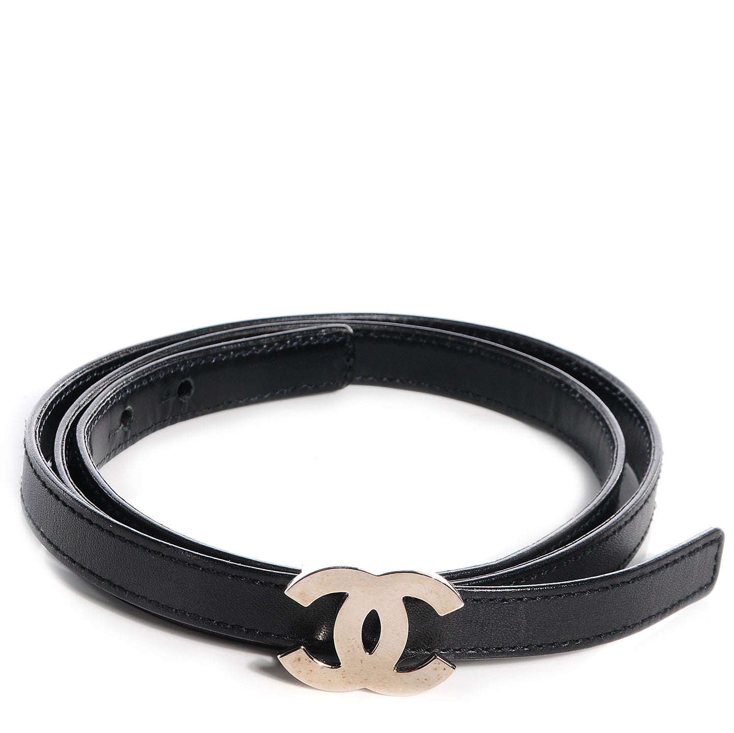 Lambskin CC Logo Skinny Belt 85 34 Black