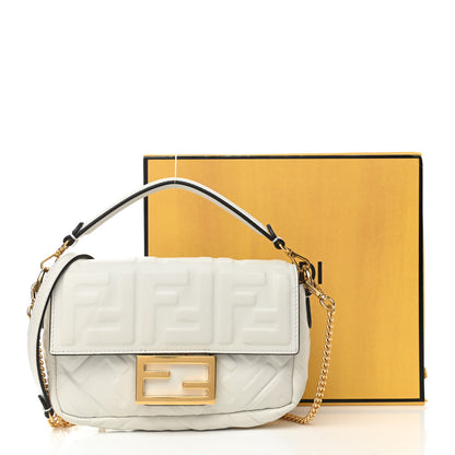Fendi Nappa FF 1974 Embossed Mini Baguette White 11 of 11