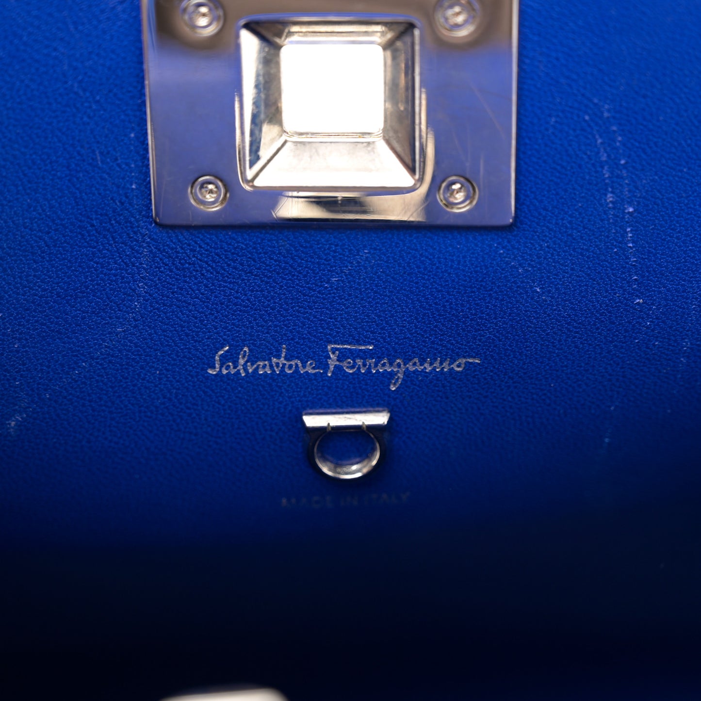 Hammered Calfskin Small The Studio Box Bag Lapis Lazuli